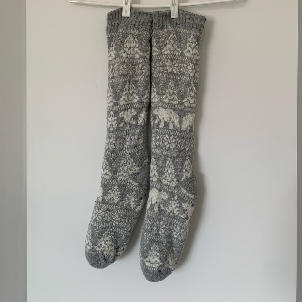 Indigo Oversized Reading Socks Fuzzy Fluffy